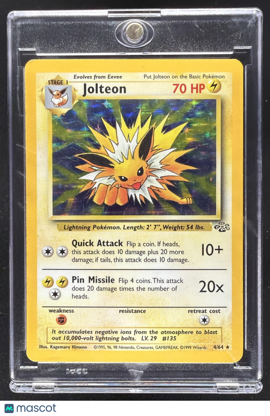 1999 Pokemon Jungle Jolteon #4/64 Holo