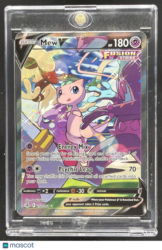 2021 Pokemon Sword & Shield Fusion Strike Mew V #251/264 Full Art Crease