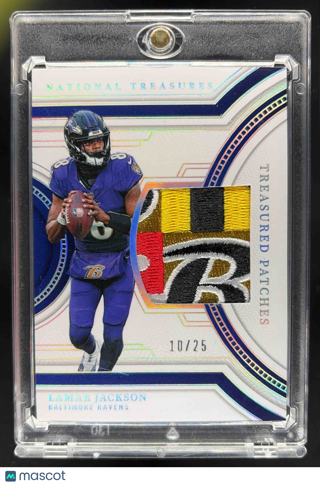 2024 Panini National Treasures Lamar Jackson #TP-LJN Treasured Patches Holo Silver /25