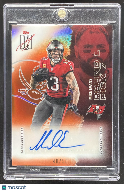 2025 Topps Signature Class Mike Evans #51 Chrome Auto Orange Lava Refractor /50