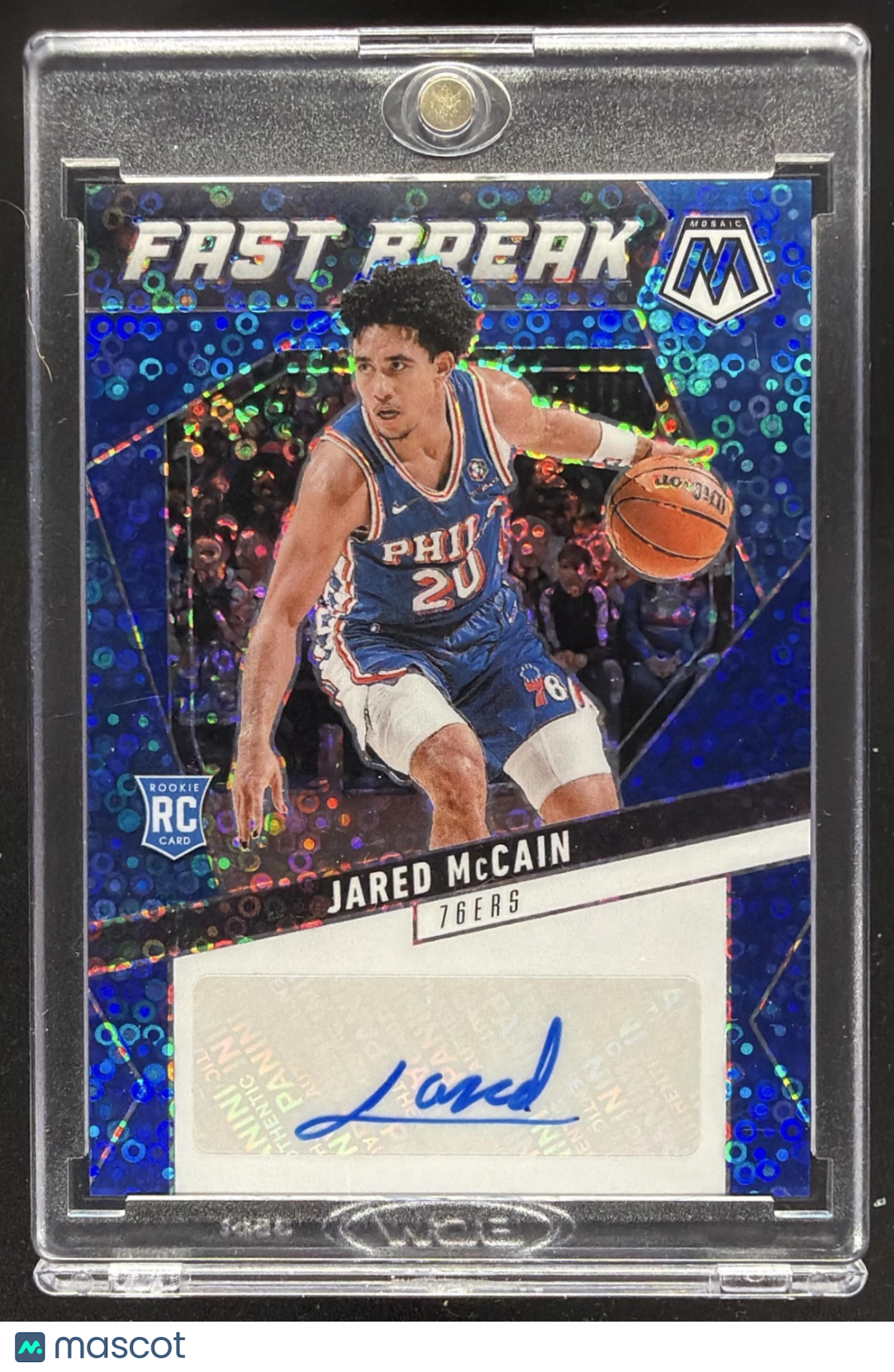 2024-25 Panini Mosaic Jared McCain #AFB-JAR Fast Break Auto Blue 19/25 RC