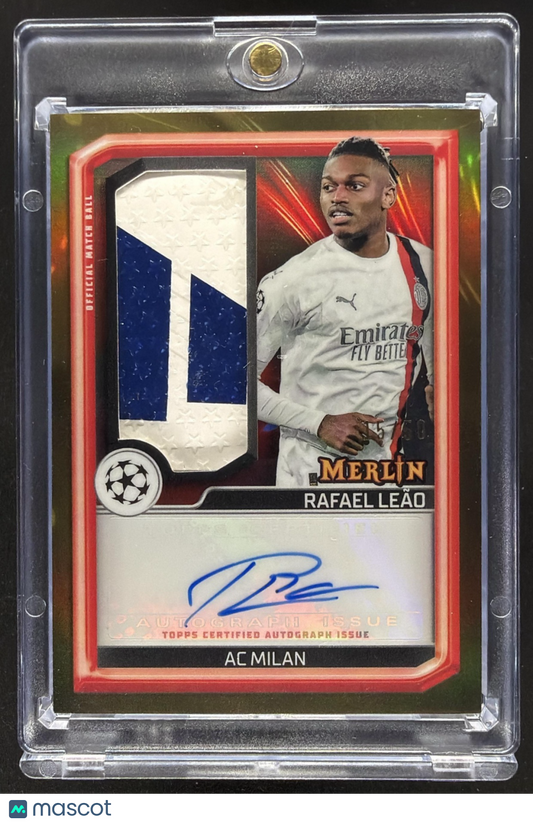 2023 Topps Chrome Merlin UEFA Rafael Leao #MBS-RA Match Ball Gold Refractor /50 Auto