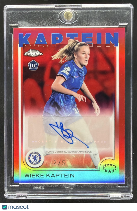 2024 Topps UEFA Women's Champions Chrome Wieke Kaptein #AV-WK RC Auto Red /5