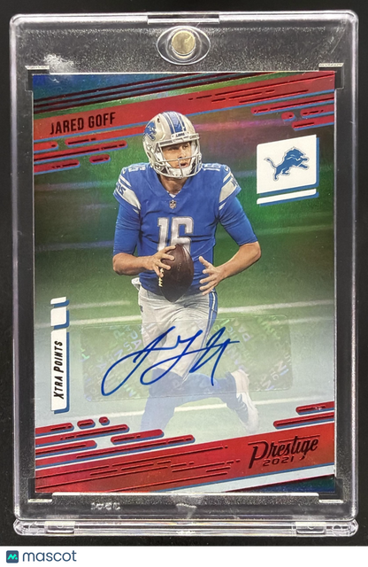 2021 Panini Prestige Jared Goff #54 Xtra Points Signatures Red Auto