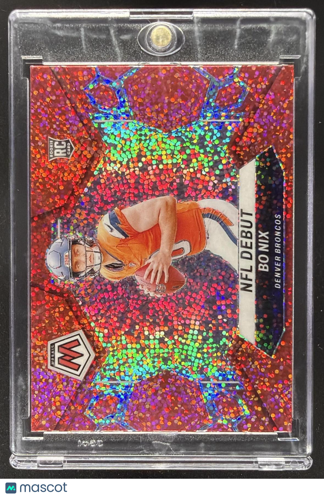 2024 Panini Mosaic Bo Nix #271 Red Sparkle Prizm RC NFL Debut