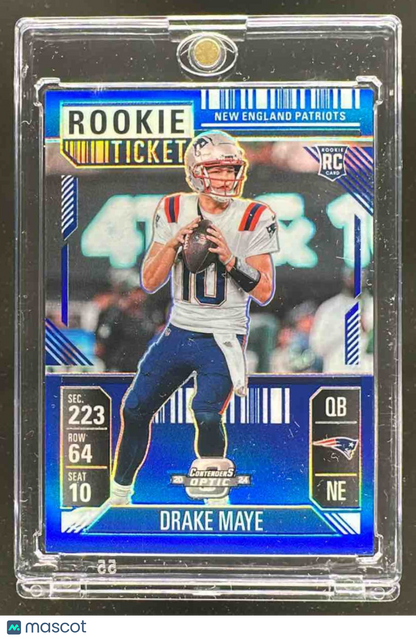 2024 Panini Contenders Optic Drake Maye #70 Rookie Ticket Blue Prizm /99 RC
