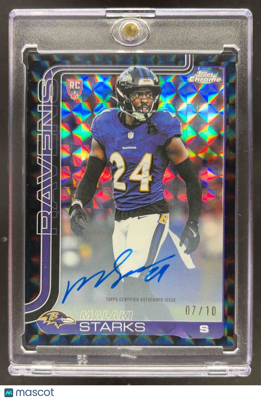 2025 Topps Chrome Malaki Starks #RA-MS Rookie Auto Black Geometric Refractor /10 RC