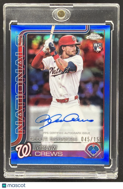 2025 Topps Chrome Update Dylan Crews #CRDA-DC Rookie Auto Blue Refractor /150 RC