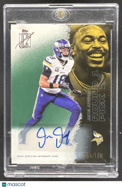 2025 Topps Signature Class Justin Jefferson #36 Veteran Auto Green Foil 84/150