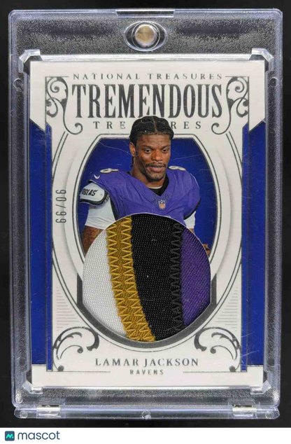 2025 Panini National Treasures Lamar Jackson #TT-LJN Tremendous 90/99 MEM Ravens